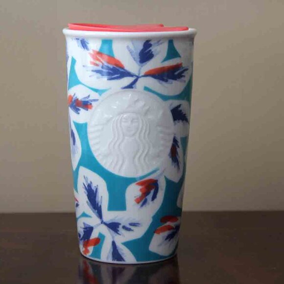 2016 Starbucks Mug Tumbler Cup Ceramic Floral 12oz - Picture 1 of 2